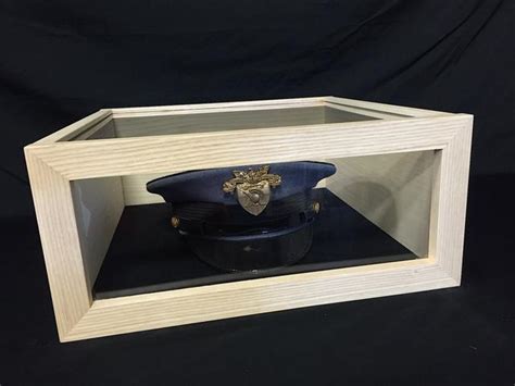 military metal hat box|display case for military hat.